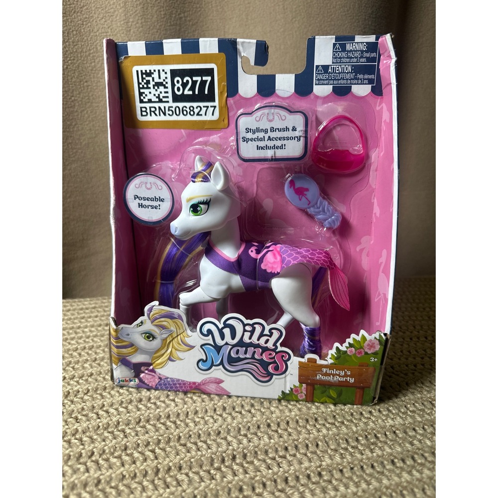 Jakks Pacific Wild Manes Finleys Pool Party White Horse Figure Violet Hair 72336
